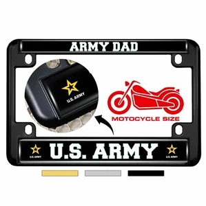 Motorcycle 4-hole Metal License Plate Frame - U.S. ARMY DAD with STAR LOGO - Imagen 1 de 15
