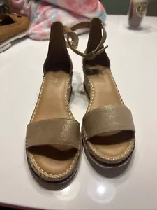 Alex Marie Sandals Shoes 8m Block Heel and Ankle Strap Open Toe Tan - Picture 1 of 6