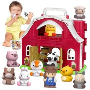 Toys for 1 2 3 Years Old Boys Girls, Big Red Barn Farm Animal Playset for - Picture 1 of 8