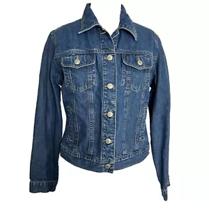 Old Navy Womens Size Small Denim Blue Jean Jacket Short Button Front Cotton - Picture 1 of 7