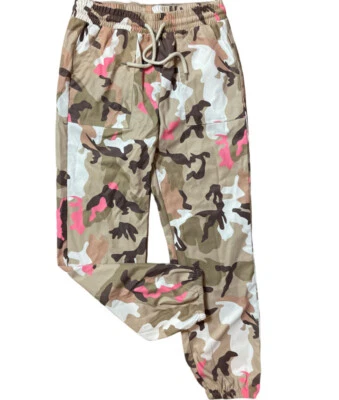 S.O PANTALONES JOGGER MUJER ROSA Y TOSTADO CAMUFLAJE CINTURA ELÁSTICA TALLA S Foto 1 de 4