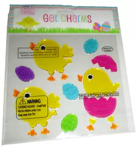 OSTERN Fenster Gel Charms ~ OSTERKÜKEN mit BUNTEN OSTEREIERN - Bild 1 von 1