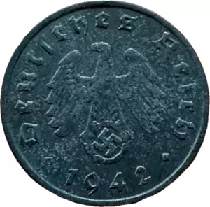 WWII GERMANY 1942 - A 1 REICHSPFENNIG THIRD REICH ZINC GERMAN COIN RL2224 - Picture 1 of 2