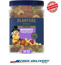 PLANTERS Deluxe Salted Mixed Nuts, Party Snacks, Plant-Based Protein 34oz FRESH