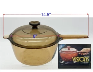 Corning Visions 2.5L Covered Saucepan Amber Glass - Vintage Cookware USA - Picture 1 of 8