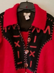 Sandy Starkman Sweater Jacket Genuine Leather and Knitted Body Size Small - Picture 1 of 7