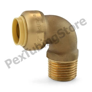 (10) 1/2" Sharkbite Style Push-Fit x 1/2" MNPT LF Messing Außengewindebogen - Bild 1 von 1