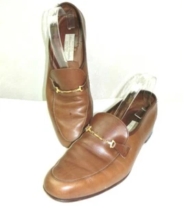 Mocasín Johnston & Murphy Bit de colección para hombre talla 10 cuero marrón hecho en Italia - Imagen 1 de 12