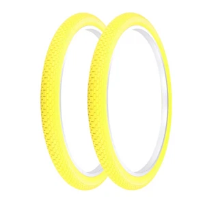 2 PRO+ BICYCLE WIRE BEAD TIRE 26 x 2.125 YELLOW HEAVY DUTY BRICK TREAD - Picture 1 of 1