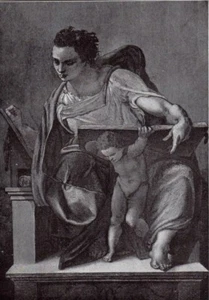 Biblischer Kunstdruck um 1910 Daniel Gathers Learning Michelangelo Sistene Kapelle - Bild 1 von 4