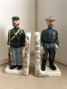 Vintage 1950 Civil War Bookends Military Men Set Of 2 With Flaws - Picture 1 of 12