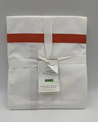 Cortina de ducha Pottery Barn Morgan 400 hilos 72x72 blanco naranja #9861K Foto 1 de 4