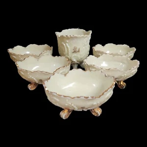 EAPG ☆ NORTHWOOD ☆ LOUIS XV ☆ 5 Custard Glass Berry Bowls & 1 Spooner Circa 1898 - Picture 1 of 3