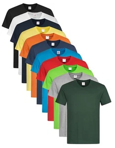 Stedman Cotton V-Neck TShirt Plain Basic Short Sleeve Vee  T-Shirt Tee S-3XL - Picture 1 of 16