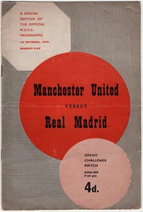 VINTAGE FOOTBALL PROGRAMME MANCHESTER UNITED v REAL MADRID 1st OCTOBER 1959 - Picture 1 of 3