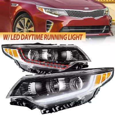 Faro negro para Kia Optima 2016-2018 con par de luces diurnas LED diurnas diestro y derecho Foto 1 de 4