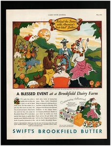 1933 Brookfield Butter Originaldruckanzeige ~ kostenloser Versand ~ Kuh Brooksie Milchfarm - Bild 1 von 1