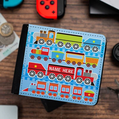 KRAFTYGIFTS Personalised Boys Wallet Train Bi Fold Card Holder Birthday Gift For Him KS233