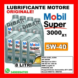 8LT OLIO MOTORE MOBIL SUPER 3000 X1 5W40 ACEA A3/B3/B4 8 LATTINE DA 1 LITRO - Foto 1 di 1