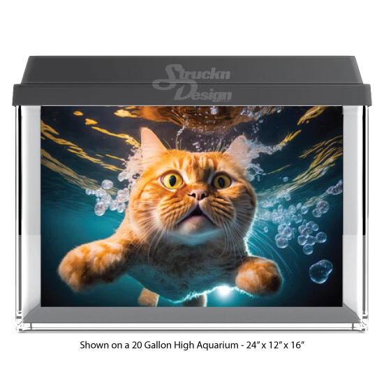 Lindo telón de fondo de vidrio para pecera de poliéster gato naranja jengibre fondo para acuario Foto 1 de 1