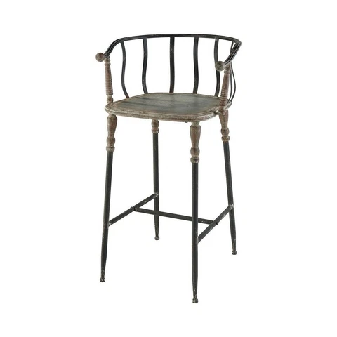 Modern Farmhouse Galvanized Steel Bar Stool in Rust Finish with Sturdy Metal Cover