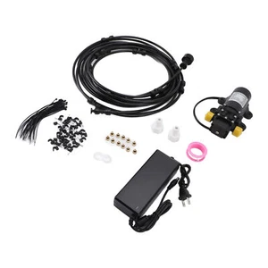 (Black)Outdoor Misting System Efficient W/29.5ft Pump Filter Nozzles Power AU - Picture 1 of 12