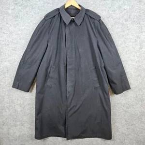 Vintage Men's Charcoal Gray Trench Coat Size 44R HEAVY Removable Fleece Liner - Picture 1 of 11
