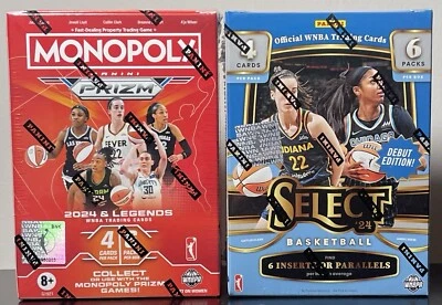 2024 Panini WNBA Debut Select + 2024 Panini Prizm Monopoly WNBA Blaster Box Lot