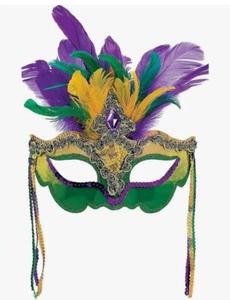 Mardi Gras Feather Mask for Women - Venetian Style Party Costume Pack Of 12 - Picture 1 of 6