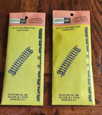 Two 6-Section Pkgs Atlas N Gauge 9 3/4" Radius Track #2511 NOS Railroad Train - Image 1 of 3