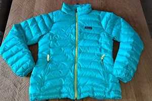 PATAGONIA Daunen Jacke Logo Patch Türkis 36/38 Sehr Hoher NP Topp - Bild 1 von 7