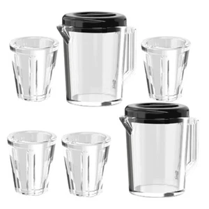2 Set Casa delle Bambole Bollitore Acqua Trasparente Casa delle Bambole Miniature Brocca Tazza - Foto 1 di 12
