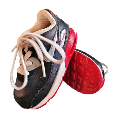 Nike AIR MAX 90 Toddler/Baby (Size 6C) "Retro Infared" BLACK RED & WHITE Sneaker - Image 1 of 4