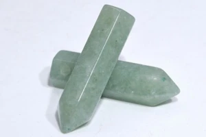 2 Pcs 30x8MM Parsley Bunch Aventurine Healing Hexagonal Pointed AAA Natural Bead - Picture 1 of 3