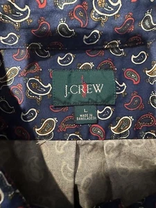 J Crew Herren Hemd Navy Blau Paisley Knopfleiste Twill Khaila Vintage Herbst 2022 L - Bild 1 von 9