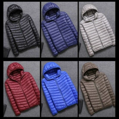 Men's Duck Down Jacket Winter Ultralight Coat Hooded Puffer Jacket Bubble Coat - Image 1 of 4