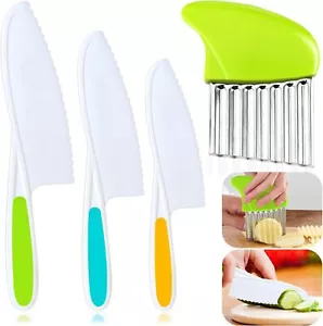 4-Piece Children's Knife Set, Kids Kitchen Knife with Crinkle Cutter, Serrated - Picture 1 of 7