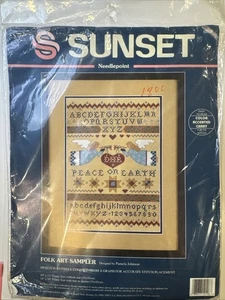 Vintage Sunset Needlepoint Kit : Folk Art Sampler #12106 (1994) - Picture 1 of 4