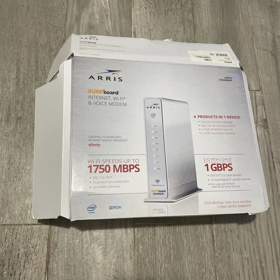 ARRIS SURFboard SBG7580-AC AC1750 Wi-Fi Cable Modem Router DOCSIS 3.0 – New - Image 1 of 4