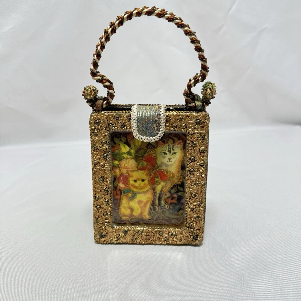 Mary Frances Cartera Gato Con Cuentas Caja Dorada Bolso de Mano Hecho a Mano Caprichoso Estilo Vintage Foto 1 de 4