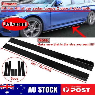 78.7" Glossy Black Side Skirts Rocker Extension Panel Protector Kit For Holden - image 1 of 4