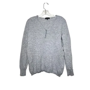 Caroll 100% Cashmere Sweater Gray Women's EU 42 US Medium Button Details France - Picture 1 of 9