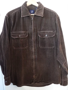 GAP Jacket Mens Small Brown Corduroy Shirt Zip Front Workwear Pockets Retro 90s - Picture 1 of 10