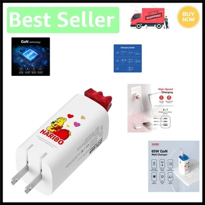 Настенное зарядное устройство Red Haribo GaN 65 Вт - эффективное решение для зарядки нескольких устройств - Изображение 1 из 4