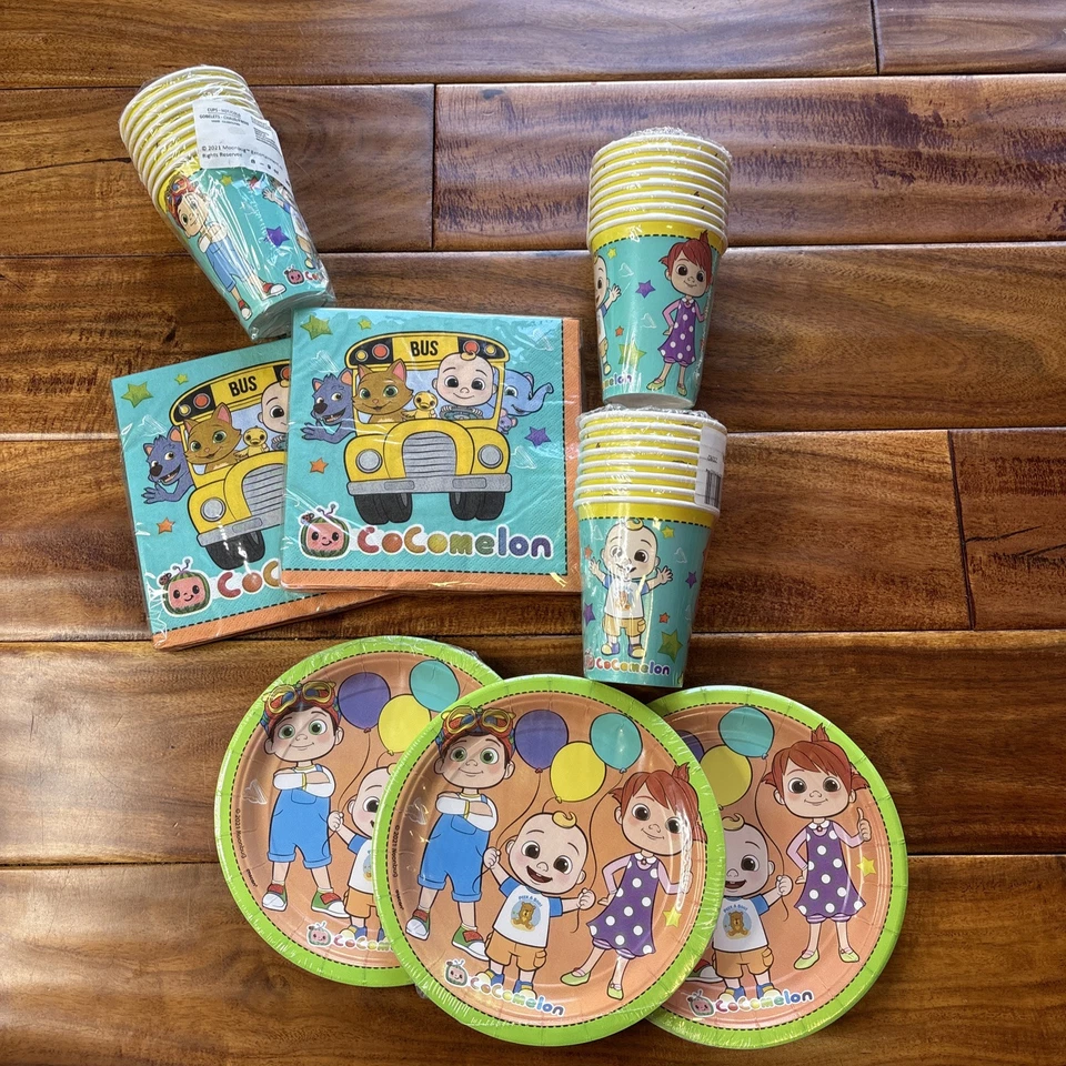 Cocomelon宝贝可爱孩子生日派对套装纸质甜点盘杯餐巾纸 — 第 1/4 张图片
