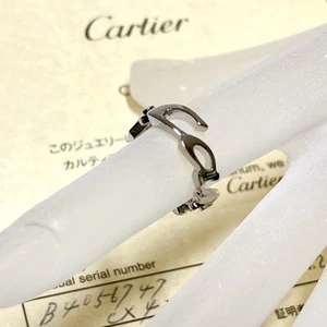 Cartier Signature Logo Ring #47 US4.0 750 White Gold 18K WG w/Certificate - Picture 1 of 9