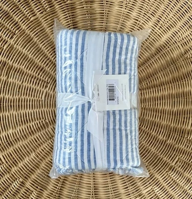 NUEVO Serena & Lily Nantucket Rayas Lino King Almohada Simulada-Azul/Blanco Foto 1 de 2