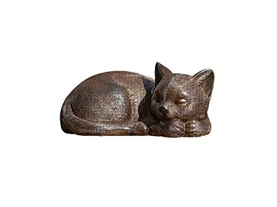Jardín Romano - Estatua de Gato Durmiente de Bronce, 3.5H, Colección Jardín, Resina y Foto 1 de 3