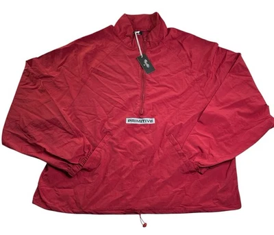 Primitive Skateboarding Half Zip Nylon Windbreaker Pullover Red Mens Large NWT - Image 1 of 4