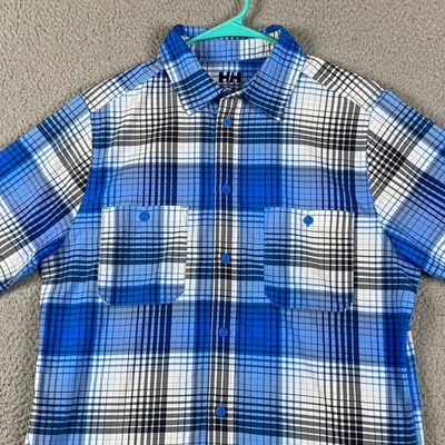 Рубашка на пуговицах мужская Helly Hansen небольшая синяя клетчатая повседневная для активного отдыха - Изображение 1 из 4